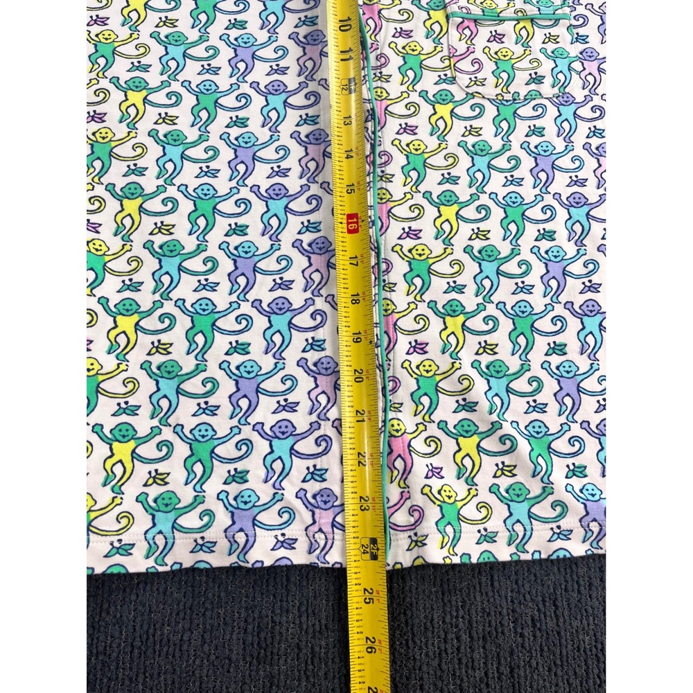 Roller Rabbit Monkey Print Pajama Set XL Multi Color Pima Cotton Short Sleeve - Picture 5 of 10